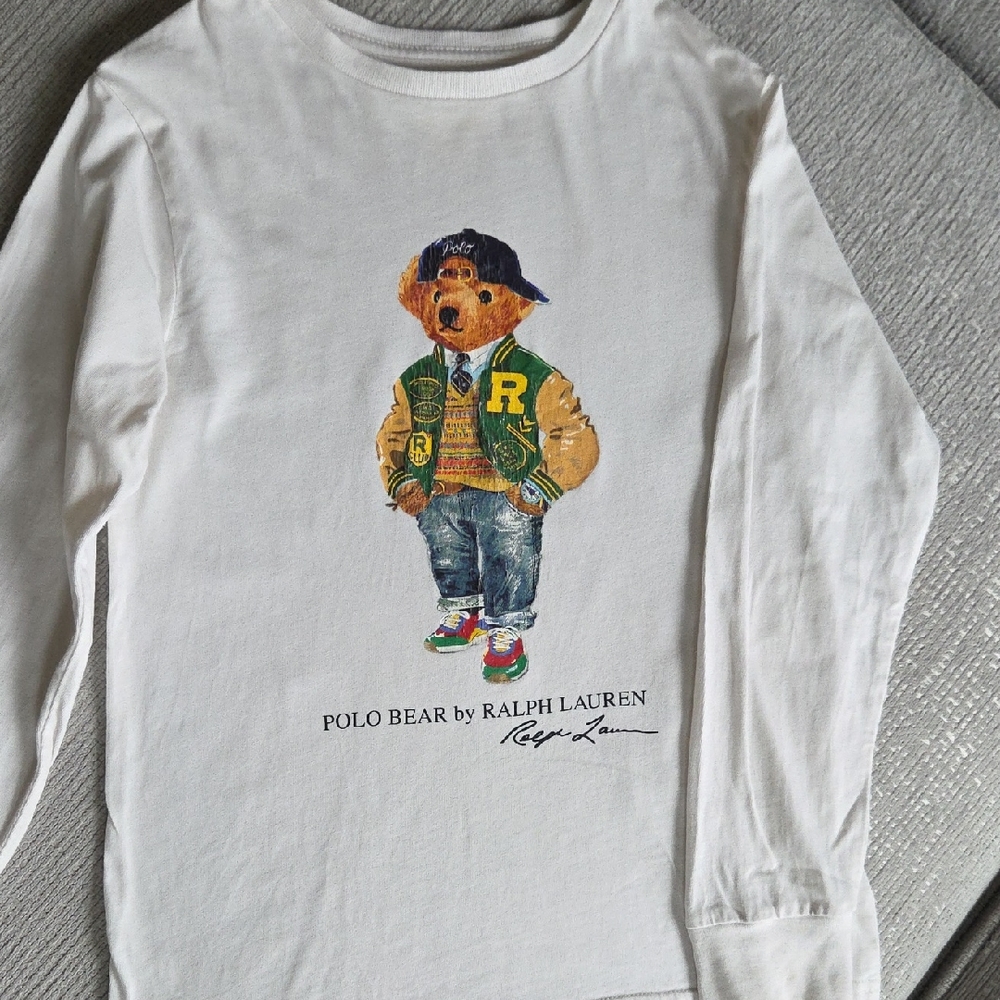 Polo by Ralph Lauren Kids Long Sleeve Shirt with Bear Graphic